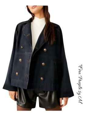 NWT Free People We The Free Viva Surplus Jacket Black Peacoat Slouchy Sz M